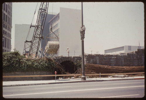 Old Court House site wall and tunnel make way for a parking lot