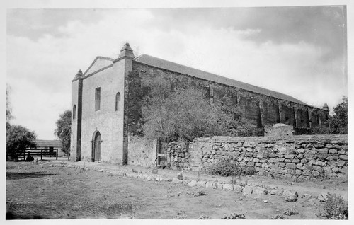 Mission San Gabriel showing end where first bell tower stood