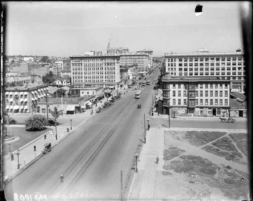 View of Broadway street through downtown San Diego