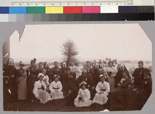 James De Barth Shorb and his wife seated with nuns at the Ramona Convent in Alhambra, California