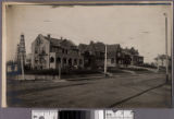 Oil wells and residences on Alvarado Street, Los Angeles