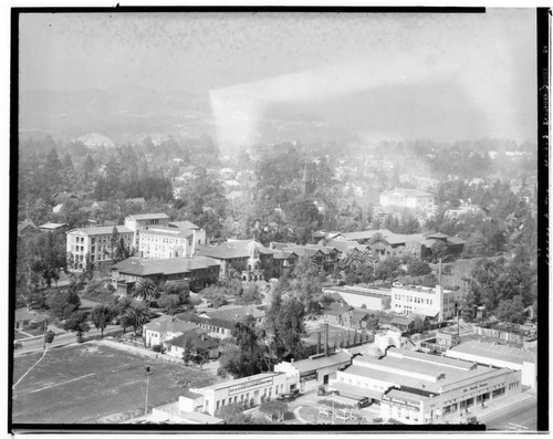 Pasadena Hospital and surroundings, Pasadena. 1929