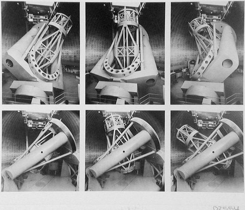 Six views of the 200-inch reflecting telescope, Palomar Observatory