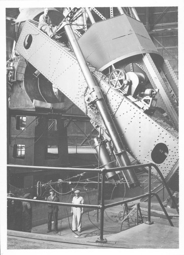 The 100-inch telescope during renovation, 1935, Mount Wilson Observatory