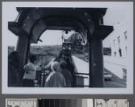 Passengers waiting for Angels Flight, Los Angeles, California