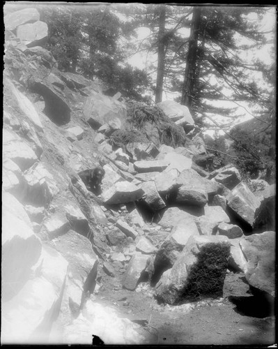 Rock slide on a mountain road on Mount Wilson