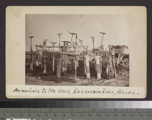 Memorials to the dead, Kuskokwim River, Alaska