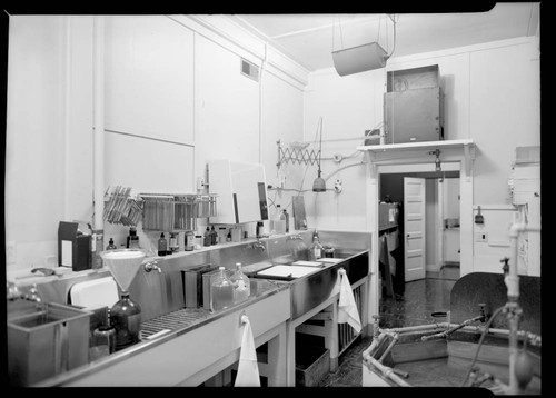 Interior view of a photographic laboratory room at the Mount Wilson Observatory Optical laboratory and offices, Pasadena