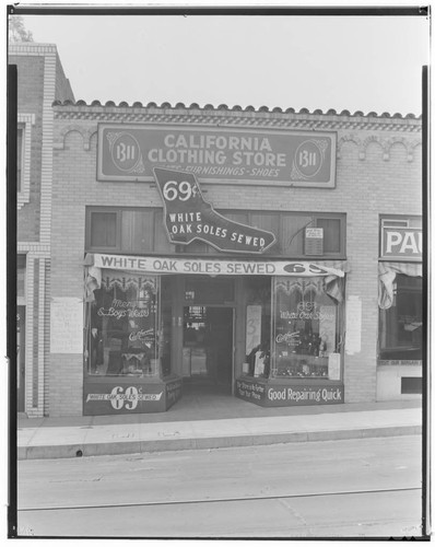 California Clothing Store, 1311 North Fair Oaks, Pasadena. 1930