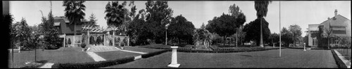 Formal garden with a rose pergola