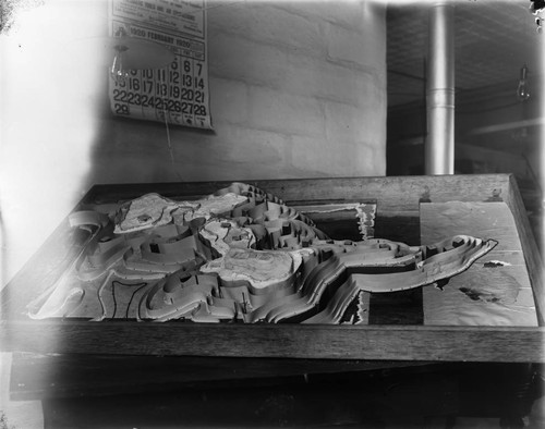 First model of Mount Wilson Observatory, under construction, showing topographical relief