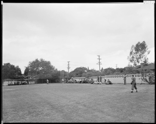 Baseball game, Polytechnic Elementary School, 1030 East California, Pasadena. May 17 -23, 1938