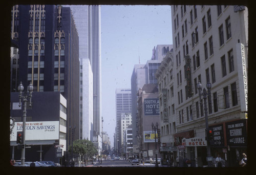 Richfield-Bank of America building site, showing old Richfield Building soon to go