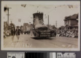 Los Angeles parade with shoe float