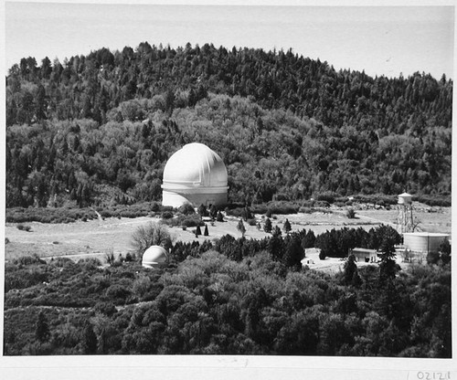 The 200-inch telescope dome and the 48-inch Schmidt camera dome, Palomar Observatory