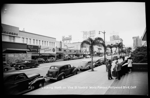 Looking North on Vine St. toward World Famous Hollywood Blvd., Calif