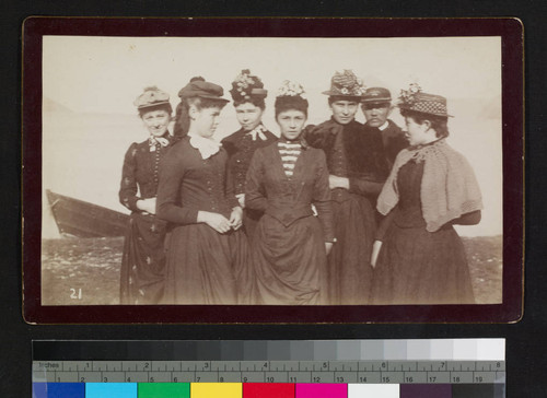 Captain Michael A. Healy and a group of young ladies, Unalaska, 1890