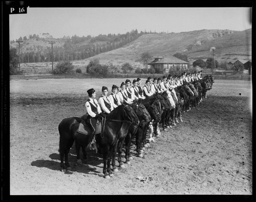 Santa Monica Lancerettes lined up on a field