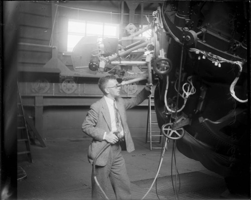 William Henry Christie at the 60-inch telescope ultraviolet spectrograph, Mount Wilson Observatory