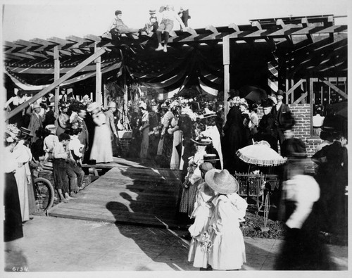 Laying Cornerstone for Friday Morning Club. Mrs. Severance as President. approximately 1899