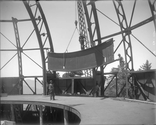 Construction of the dome for the 100-inch telescope, Mount Wilson Observatory