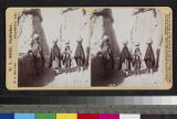 A group of girls carrying painted pottery jars on their heads, Acoma Pueblo