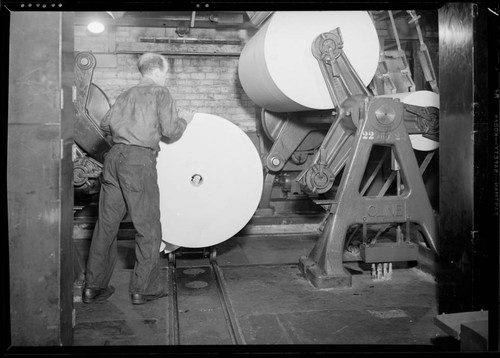 Rolls of paper, Los Angeles Times, Los Angeles. 1941