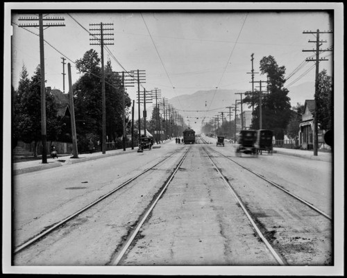 Pacific Electric Railway streetcar marked "Los Angeles."