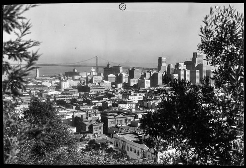 San Francisco city view with Bay Bridge in distance