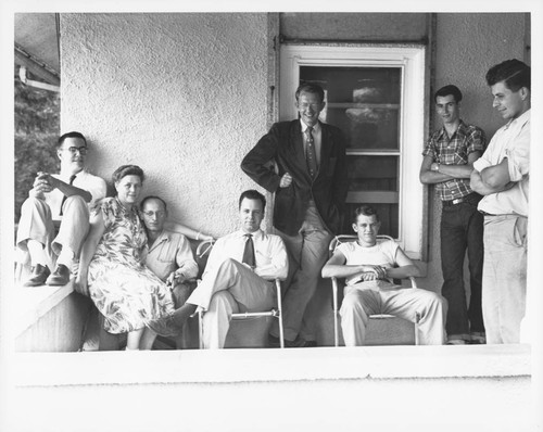 Group portrait of Mount Wilson Observatory's mountain staff at the Monastery