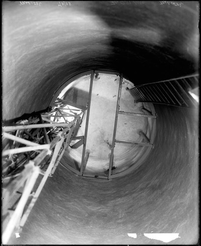 Interior view of the bottom of the light shaft for the spectroscope in the Mount Wilson Observatory 60-foot telescope