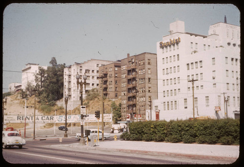 Looking northeast from 5th and Flower Streets at Bunker Hill