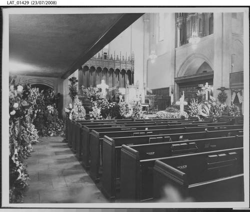 Harry Chandler's funeral - side aisle of church