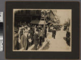 South Broadway street scene with automobiles and horse-drawn carriages, Los Angele