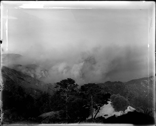 Smoke from a forest fire in the west fork of the San Gabriel River