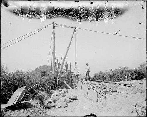 Construction of coelostat pier for the Snow telescope, Mount Wilson Observatory