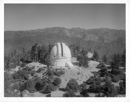 View of the 100-inch telescope dome, as seen from the 150-foot tower, Mount Wilson Observatory