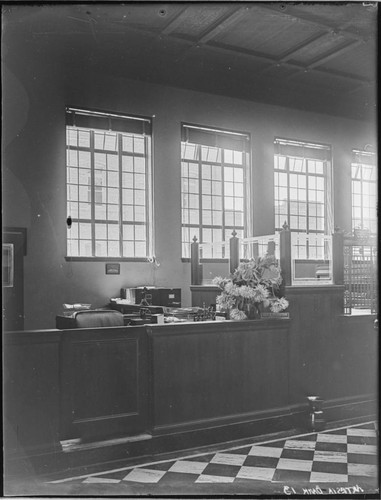 Desk in First National Bank, Artesia, California