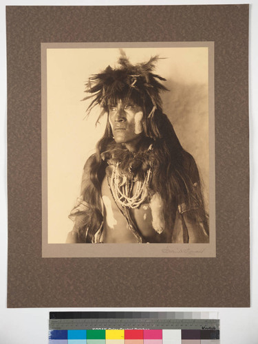 Snake Priest in full regalia, Walpi Pueblo, Arizona. Dance of 1890