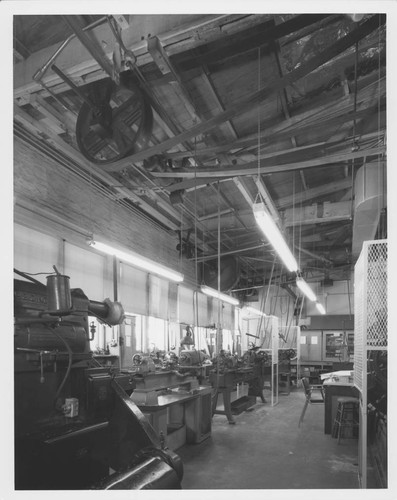 Interior of Mount Wilson Observatory's machine shop, Pasadena
