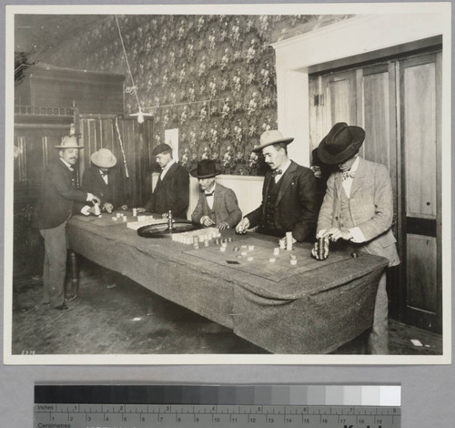 Roulette in California mining town. $20,000 in gold on the table