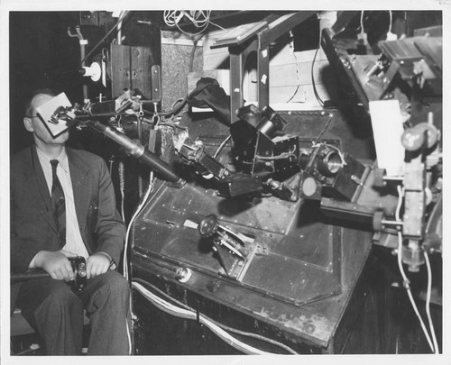 Paul W. Merrill at the Coude spectrograph, Mount Wilson Observatory