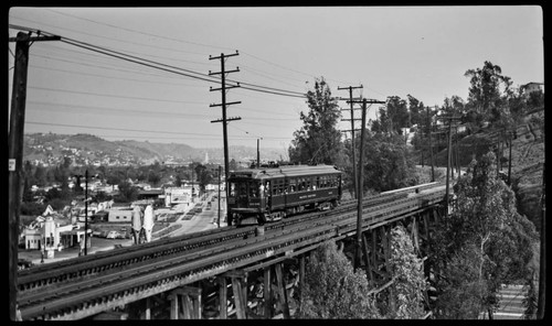 Pacific Electric Railway car on Fletcher trestle