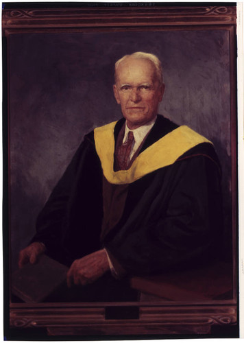 Portrait painting of Walter S. Adams in academic robes