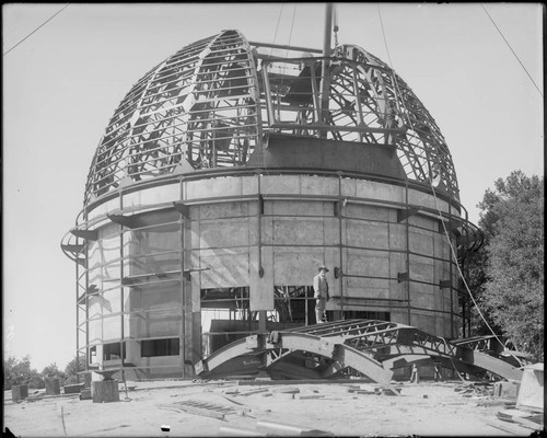 Construction of the 60-inch telescope building dome, Mount Wilson Observatory