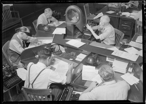 News desks, Los Angeles Times, Los Angeles. 1941