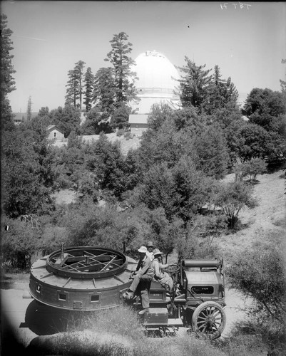 Mount Wilson Observatory truck carrying mirror lens for the 100-inch telescope, Mount Wilson