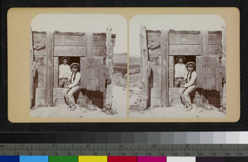 Ramona's son, Condino, and a friend playing at the jail at Cahuilla