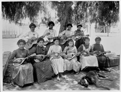 Pala Indian girls, mandolin players