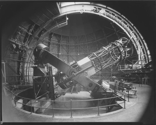 The 100-inch telescope inside its dome, Mount Wilson Observatory